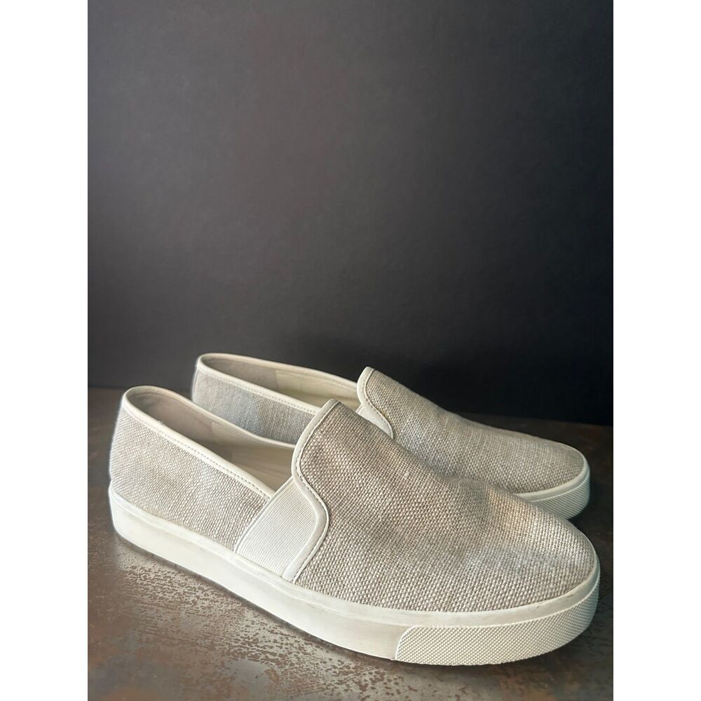 Vince Slip On Sneakers Loafers 7.5 Low Top Platform Minimalist Chic Cream Blair